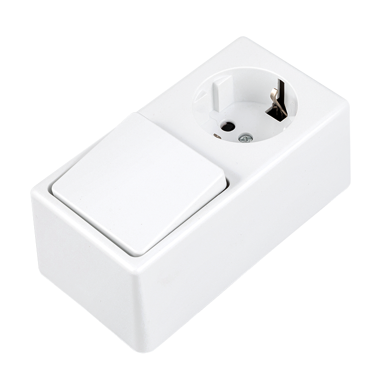 W9019-5 -1G 2W Switch + Schuko SocketSurface Type